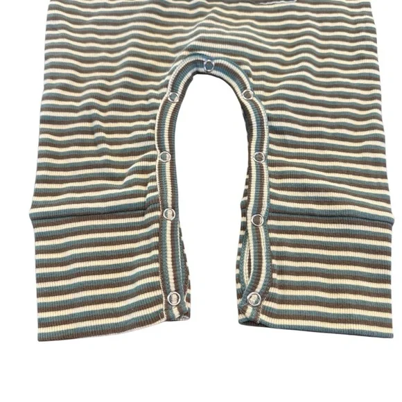 kate quinn Blue, Brown, and White Striped Long-Sleeve Sport Jumpsuit Onesie. NWT - Picture 4 of 7